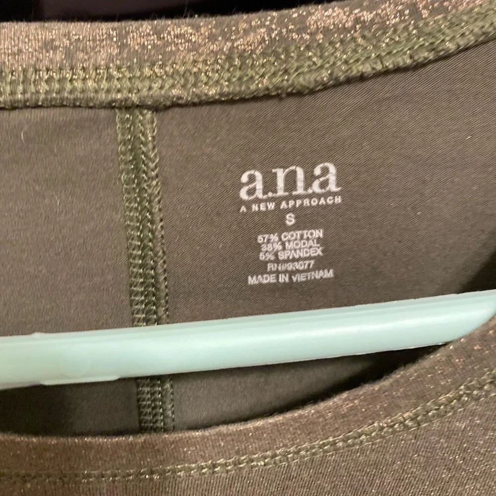 a.n.a Metallic Olive Green Long Sleeve Blouse - Picture 6 of 6